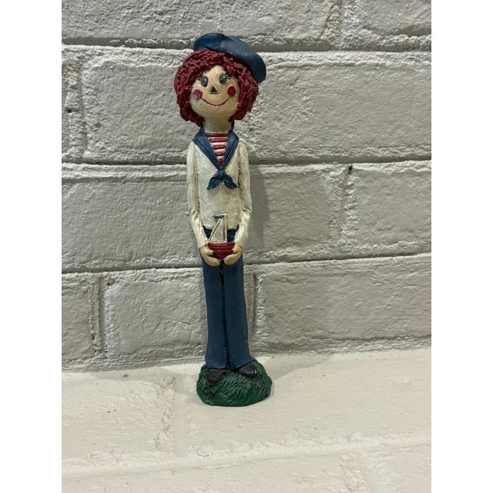 Raggedy Andy Holding Sailboat Figurine Vintage